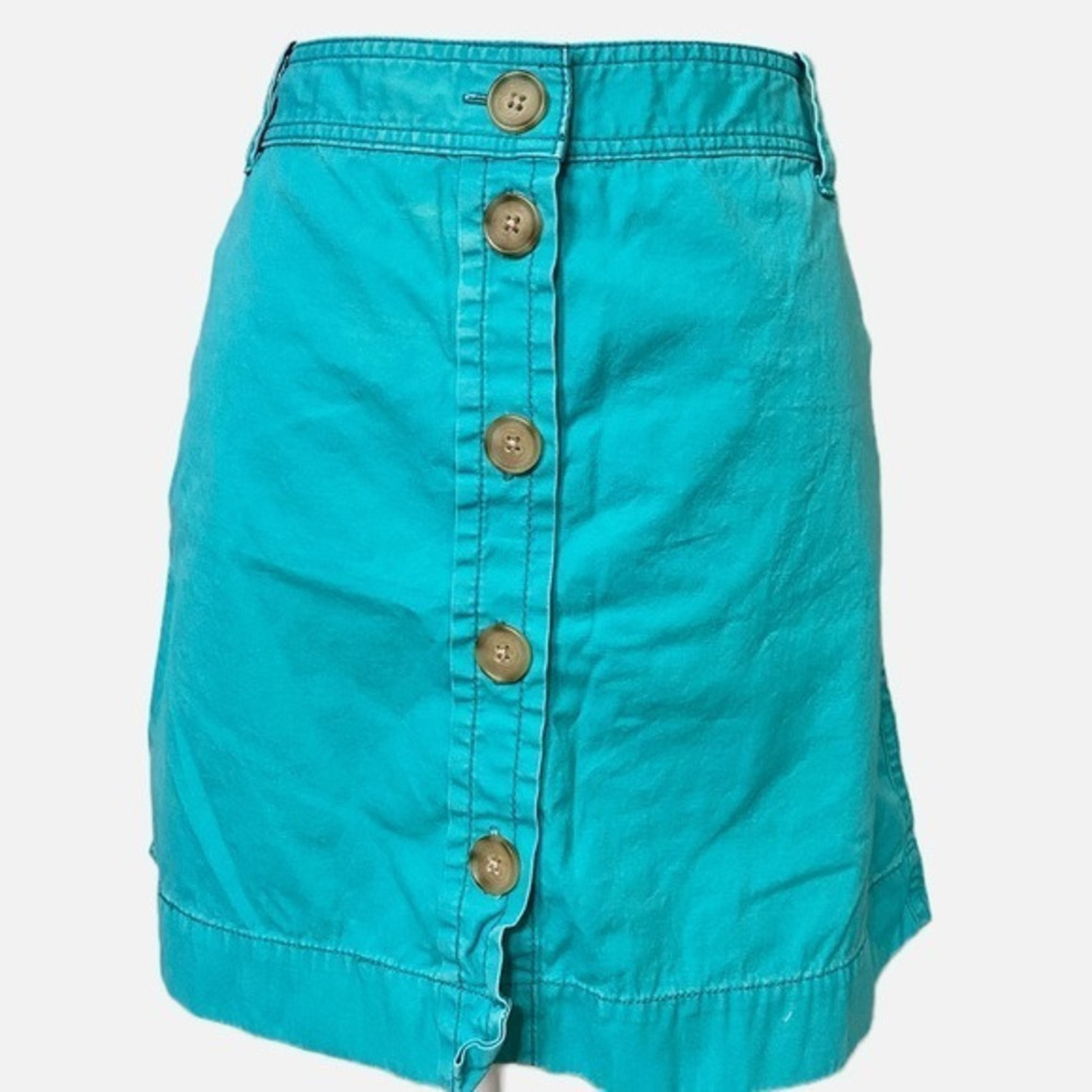 J. Crew Teal‎ Button Down Cotton Mini Skirt